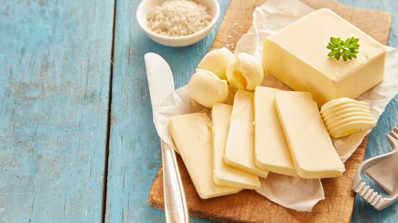 Butter on cutting board