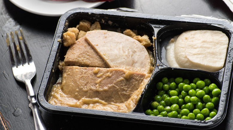 Banquet Thanksgiving meal in tray