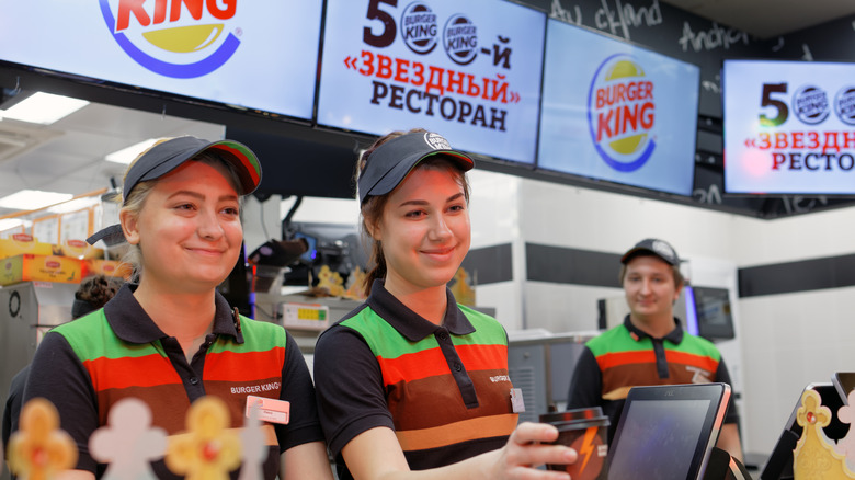 Employees at a Russian Burger King