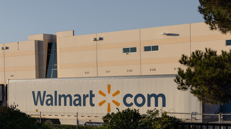 Walmart truck and building