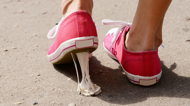 Gum stuck to shoe