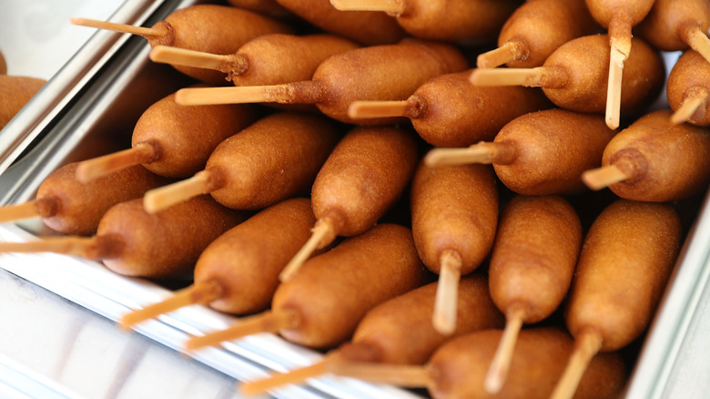 Corn dogs in a container