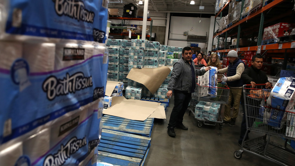 A busy Costco interior. 