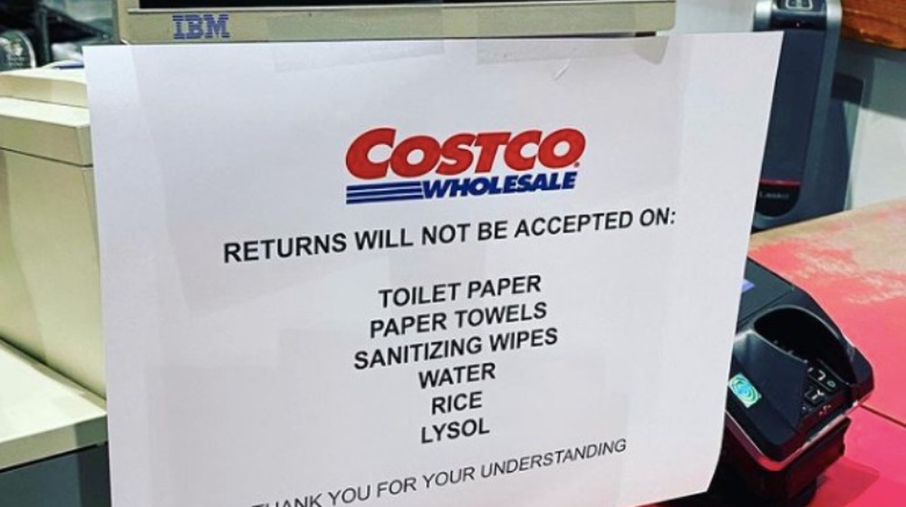 Sign posted at Costco