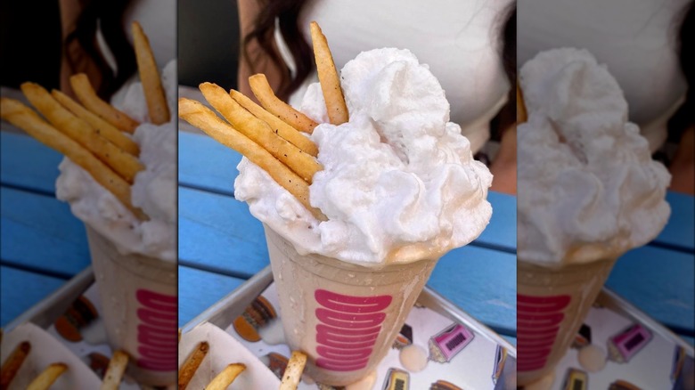 Milkshake with french fries on top