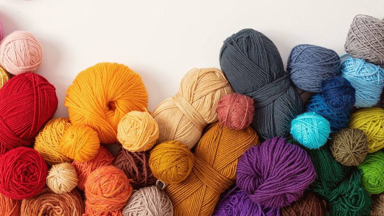 colorful variety of wool yarn