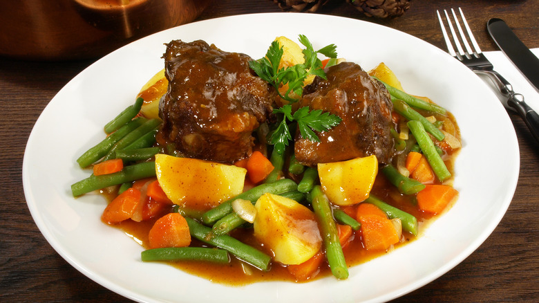 Oxtail and vegetables