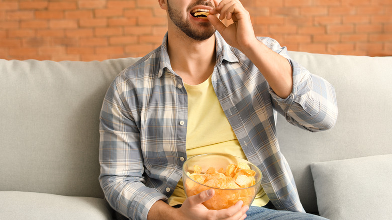 Eating potato chips