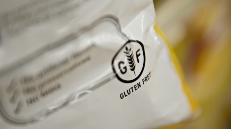 Gluten-free stamp on a food product