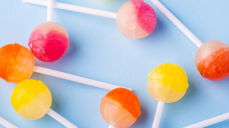 Pink, orange and yellow lollipops