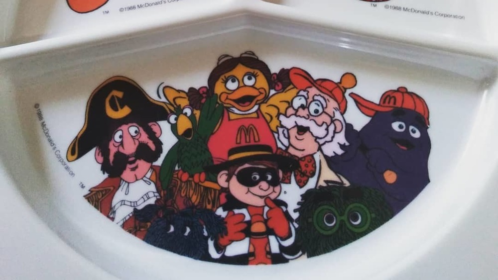McDonaldland plates with Captain Crook and Hamburglar