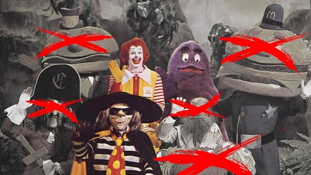 Mcdonaldland Characters Captain Crook and Evil Grimace and Ronald McDonald