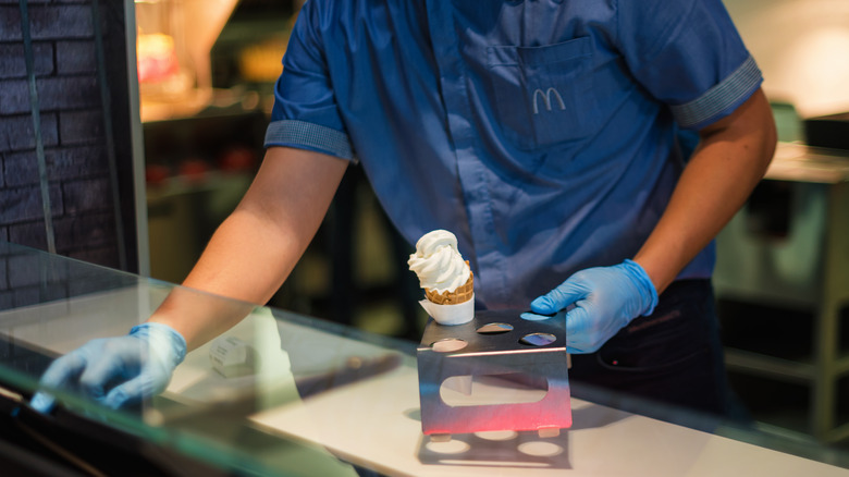 McDonald's employee with ice cream