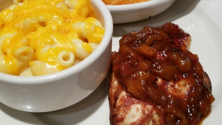 peach chicken and mac n cheese