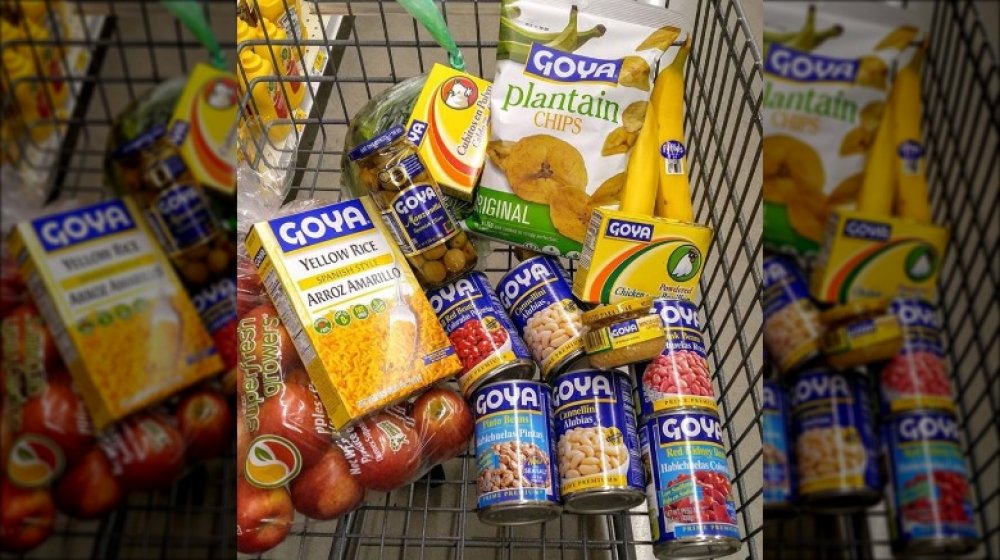 Goya products in grocery cart