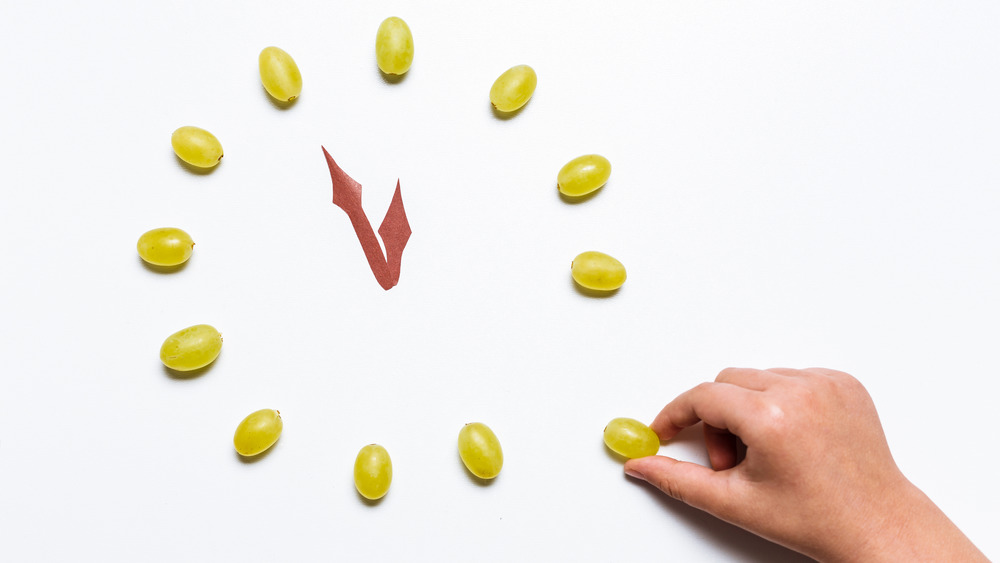 Grapes arranged as clock