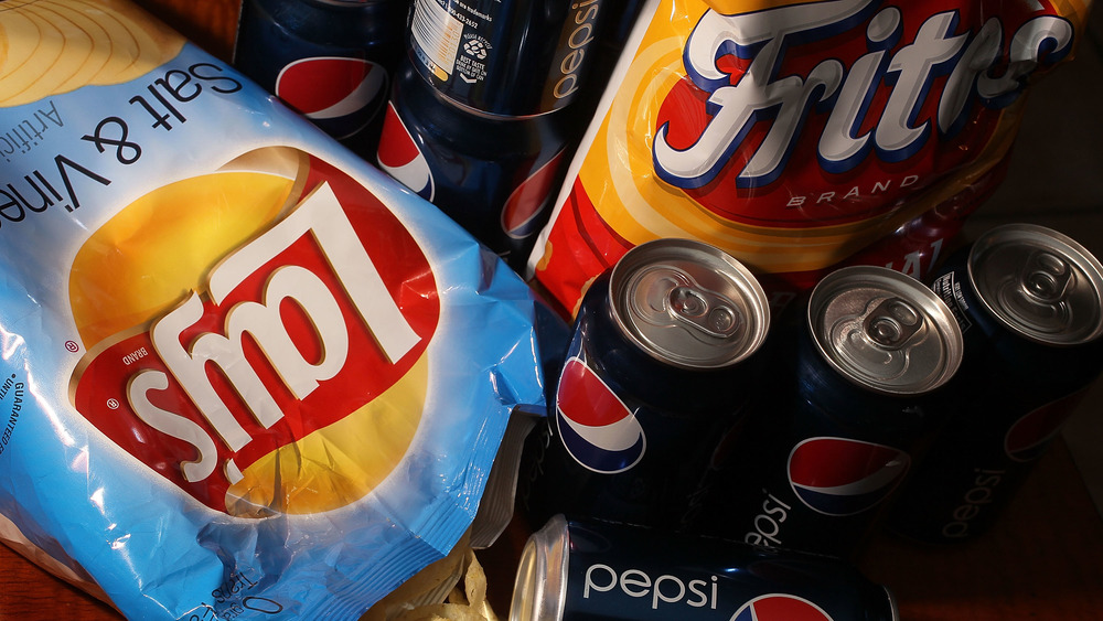 Pepsi, Lay's chips, and Fritos