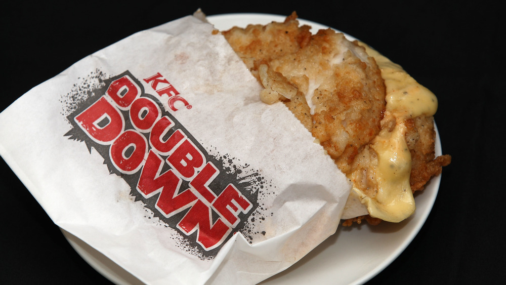 KFC Double Down on a plate