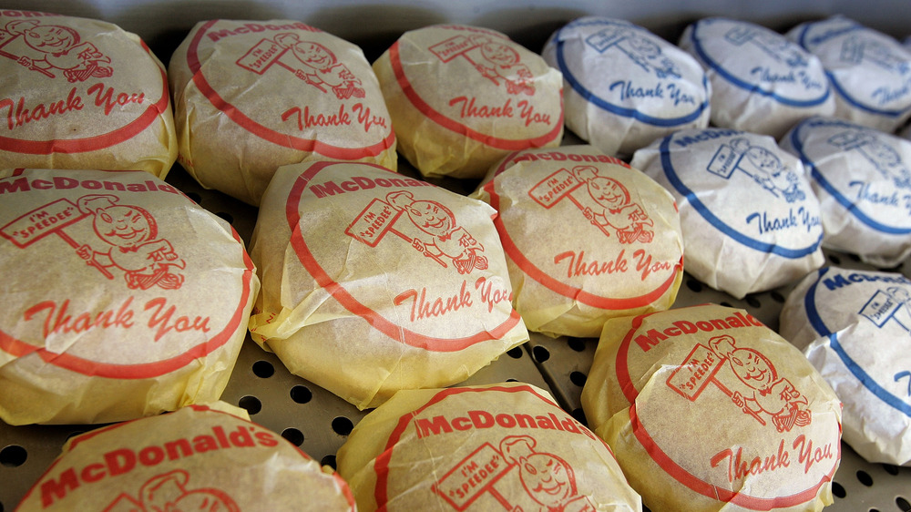 McDonald's burgers wrapped in paper