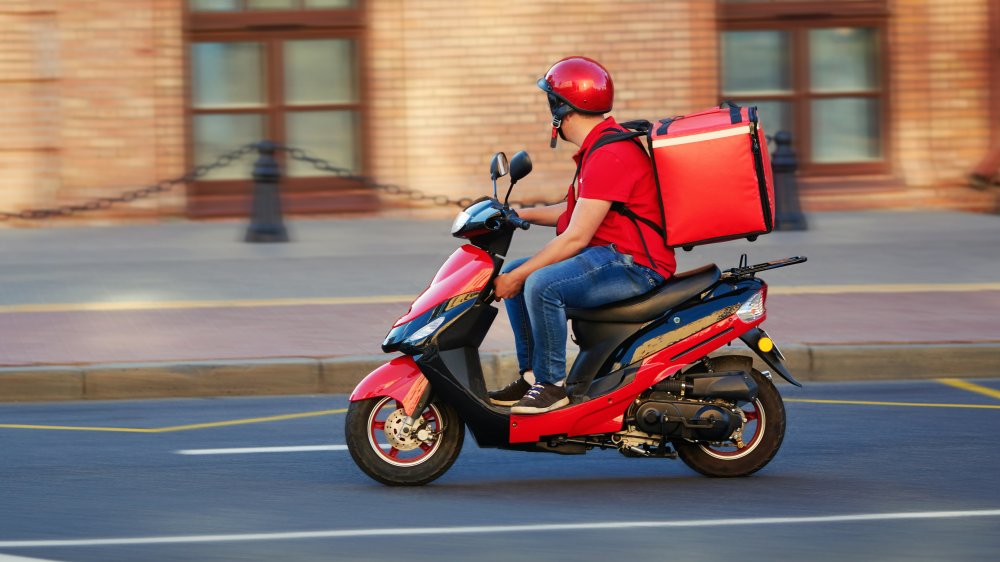 Food courier on a motorbike