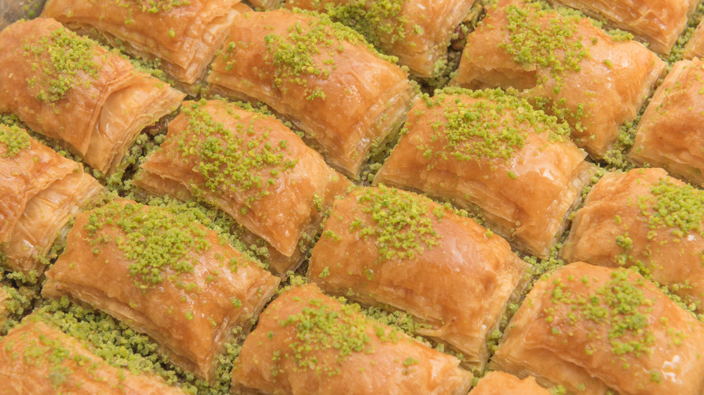 diamond-shaped pieces of baklava