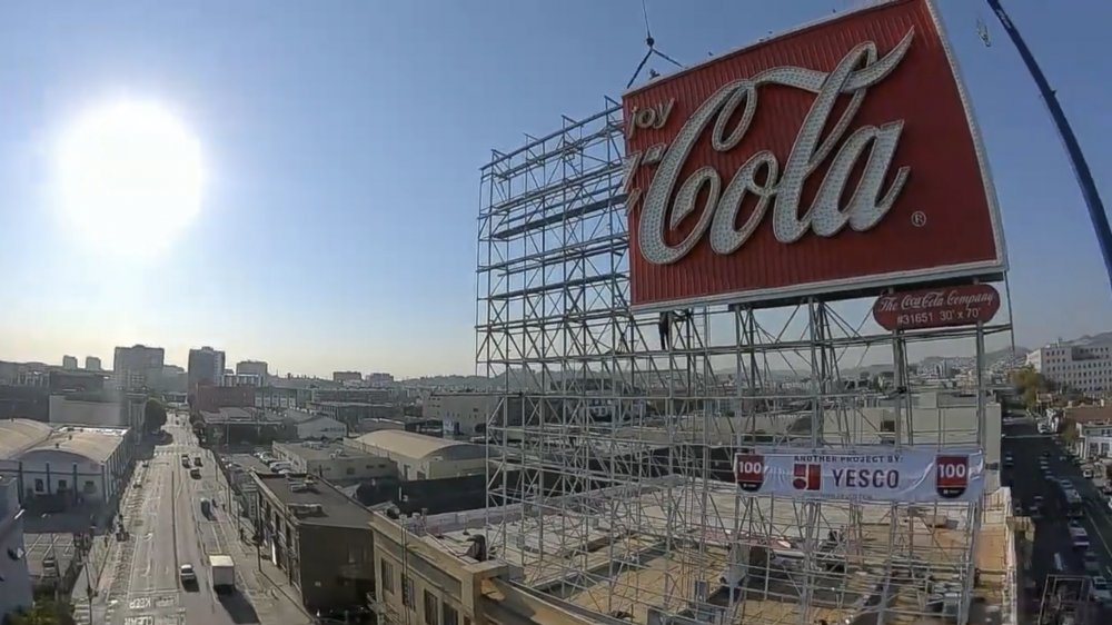 San Francisco Coca-Cola sign, half torn down