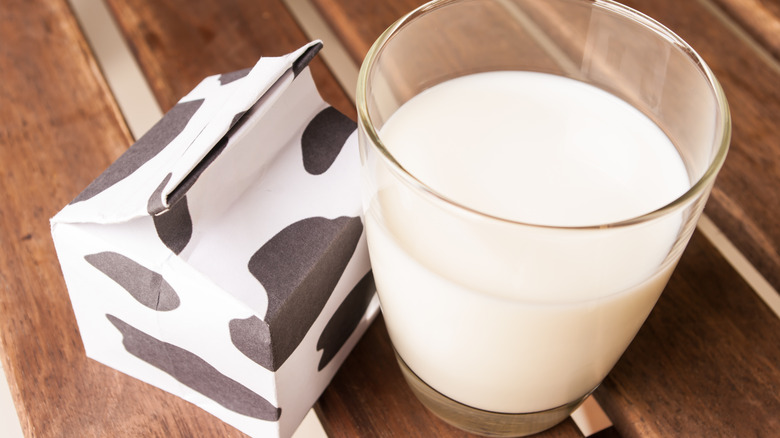 milk carton with glass of milk