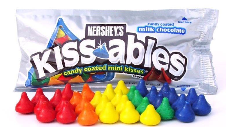 Hershey's Kissables next to bag