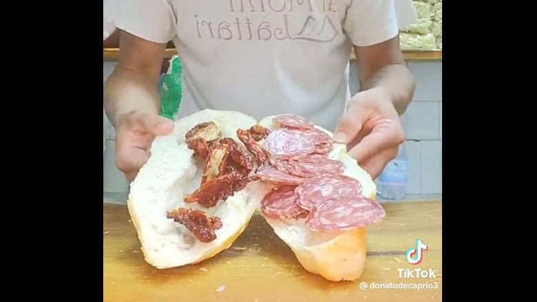 Screenshot of mortadella and cheese sandwich