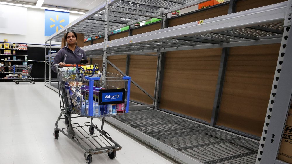 empty shelves at Walmart