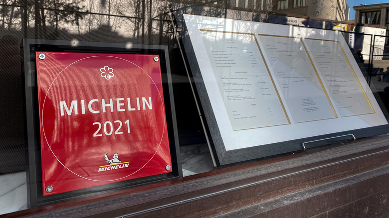 michelin star sign with menu