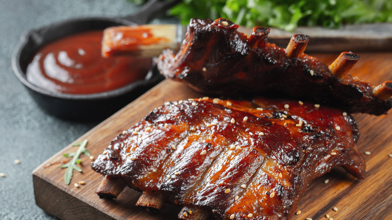 BBQ sauce brush and ribs