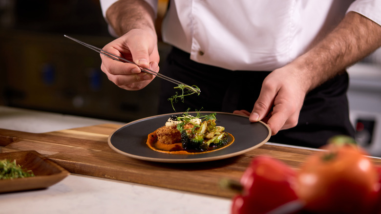 chef working on a salad