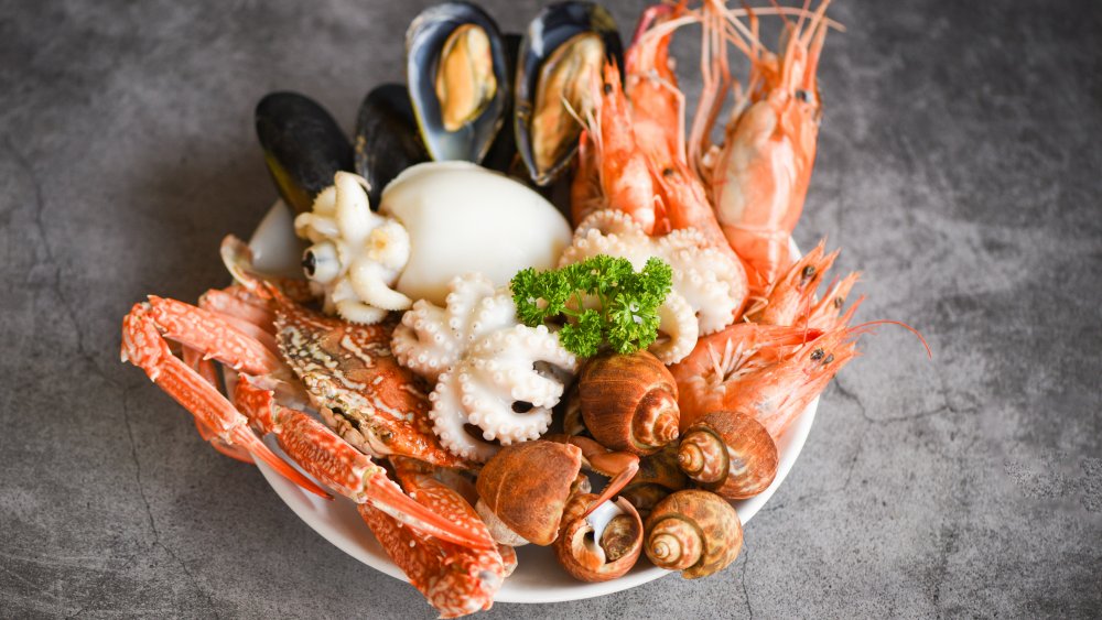 A variety plate of seafood