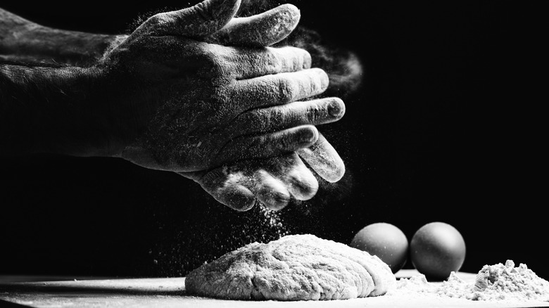 Preparing dough for bread 