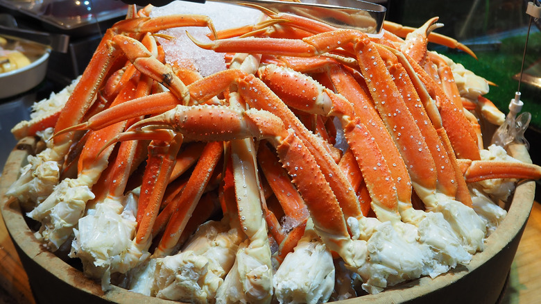 Alaska king crab legs on ice.