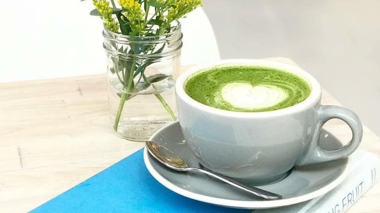 Matcha tea with latte art