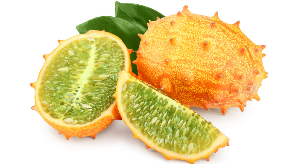 Kiwano melon sliced open