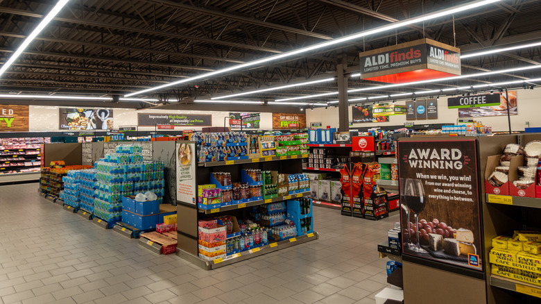 View of aisles in an Aldi store