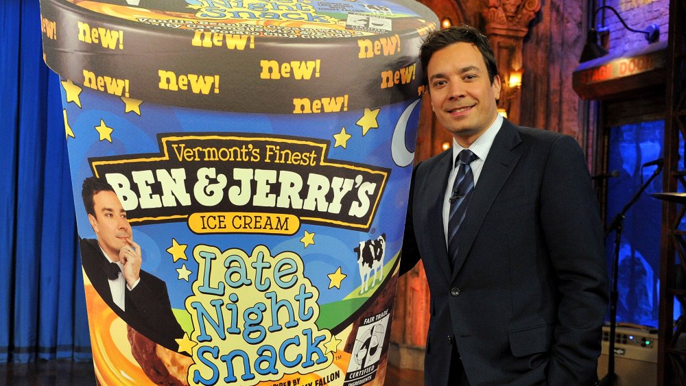 Jimmy Fallon with his flavor of Ben and Jerry's ice cream