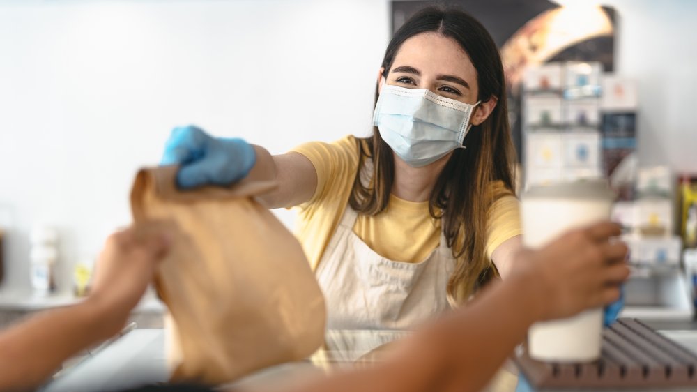 masked food service worker