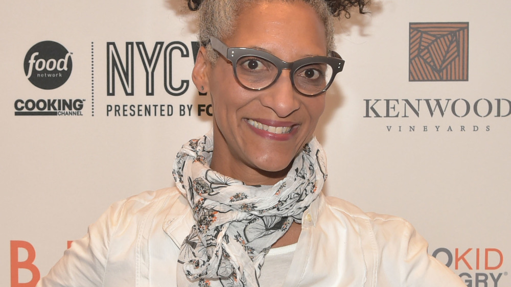 Chef Carla Hall in a scarf 