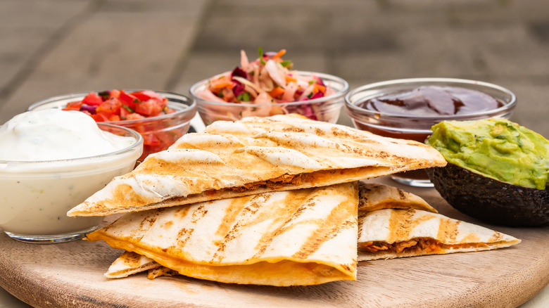 Cheese quesadilla with sides