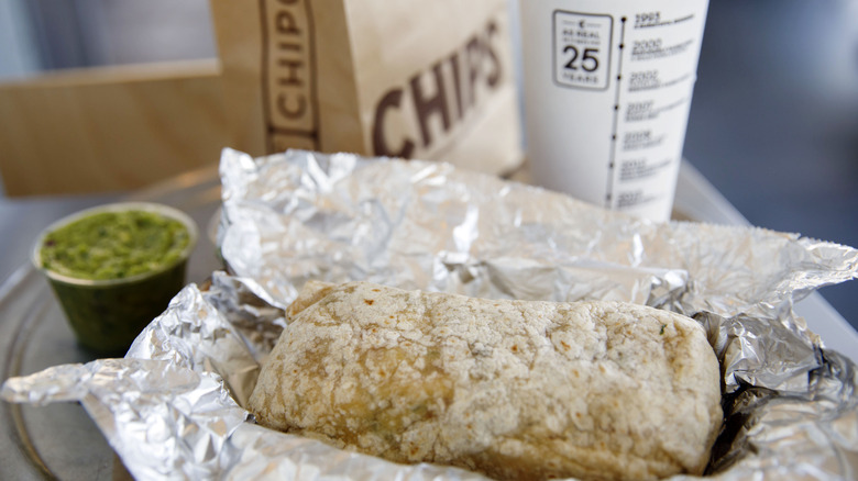 Chipotle burrito with bag