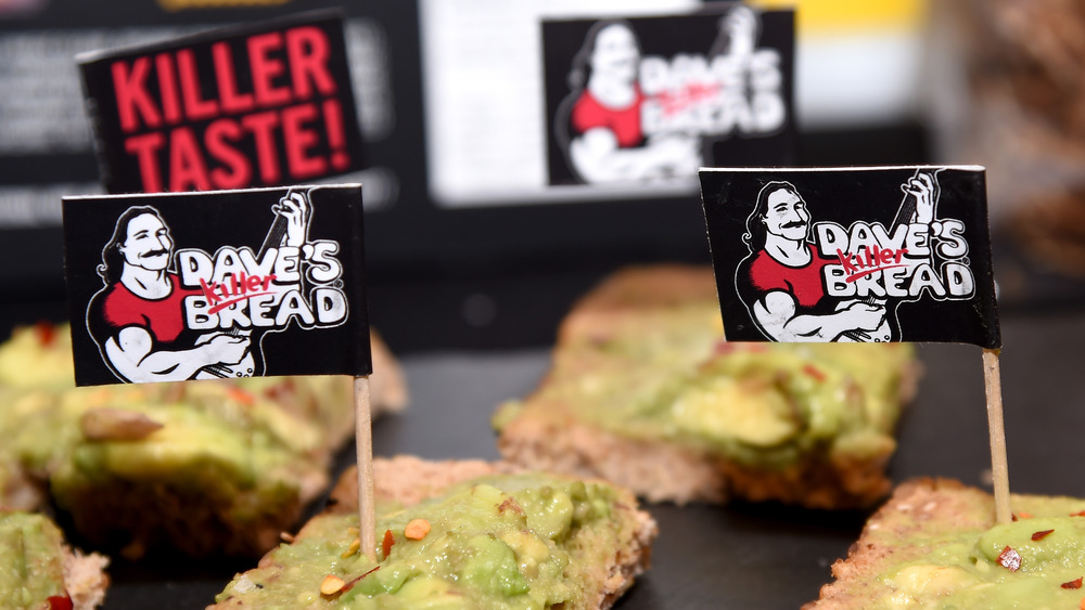 Samples of avocado toast on "Dave's Killer Bread" 