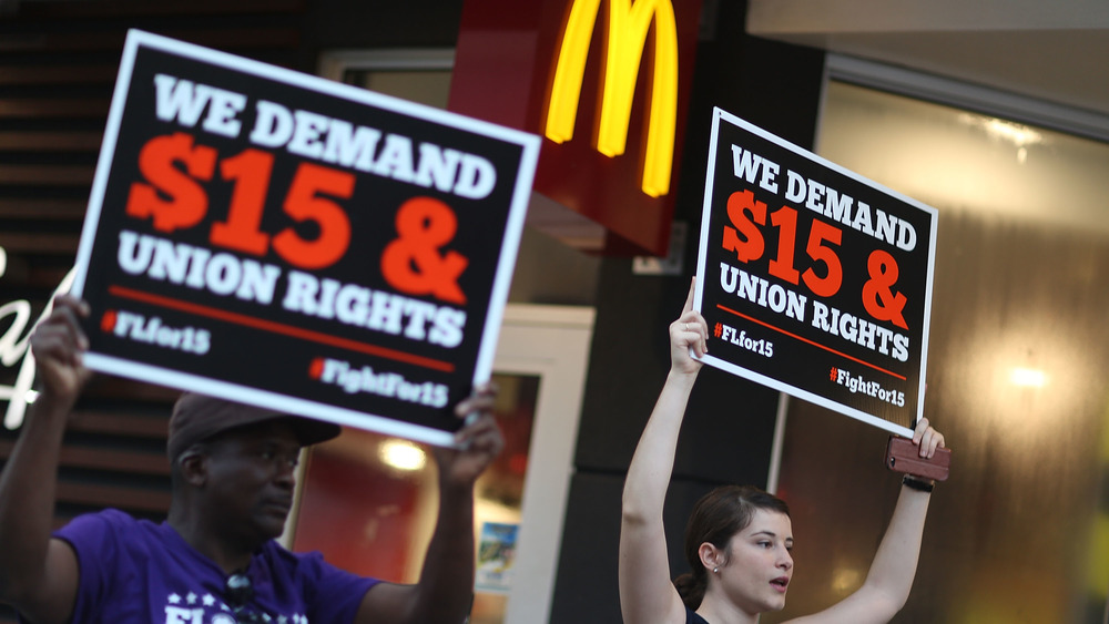 Striking fast food workers at McDonald's