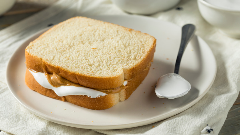 Fluffernutter sandwich with spoon