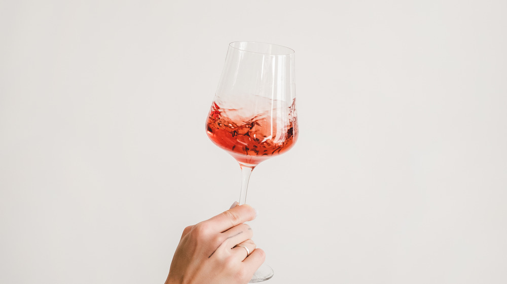 Rose wine in a glass