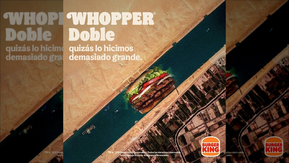 Burger King Chile's Double Whopper Suez Canal meme