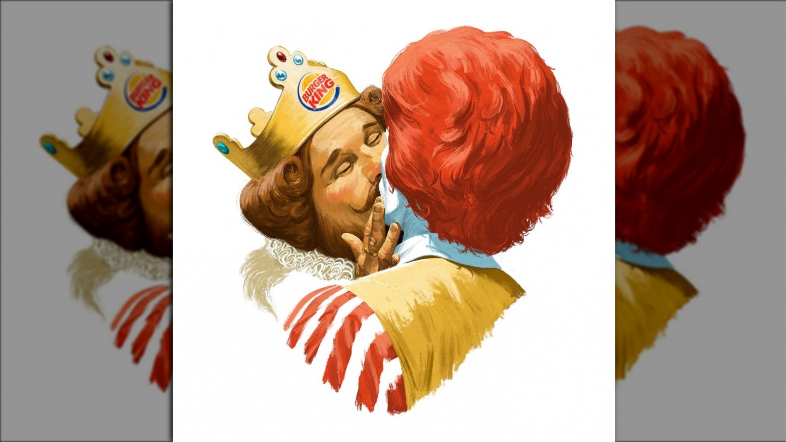 The Reason The Burger King Mascot Just Kissed Ronald McDonald
